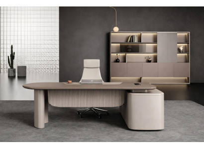 Modernes Büromöbel-Set: Chefschreibtisch, Büroschrank & Sessel