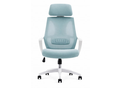 Ergonomisches Bürostuhl mit verstellbarem Kopfstütze in Pastellblau