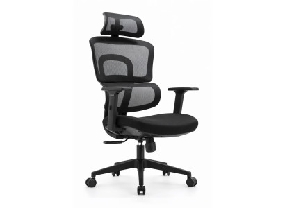Ergonomischer Bürostuhl mit verstellbarer Kopfstütze und Armlehnen