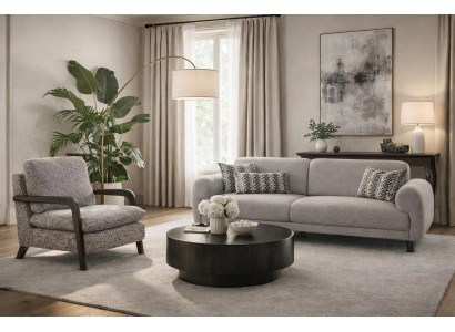 Elegantes Graues Polster-Set Textilsofa Designer Polstersessel 2tlg