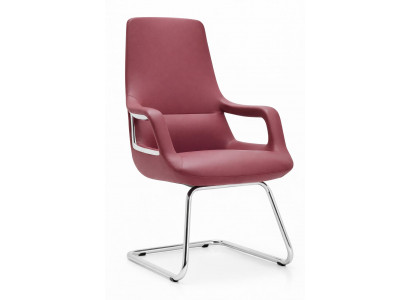 Ergonomischer Sessel in Bordeauxrot mit Chromgestell und Armlehnen