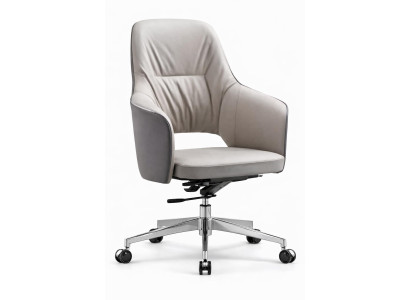 Ergonomischer Chefsessel Grau mit hoher Rückenlehne und Rollen