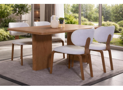 Stilvolles Esszimmer Set Exklusiver Brauner Esstisch 4x Polsterstühle