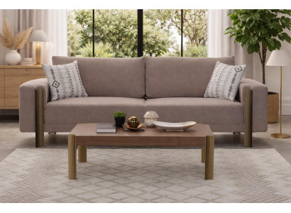 Schicke Wohnzimmer Garnitur 3-Sitzer Rechteckiger Couchtisch 2tlg