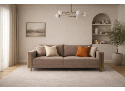 Braune Wohnzimmercouch Polstersofa Designer 3-Sitzer Textil Sitzmöbel