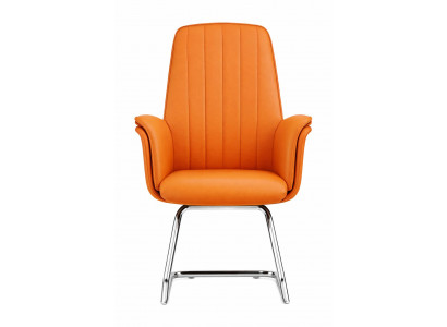 Eleganter Chefsessel in Orange mit chromfarbenem Gestell und Komfort