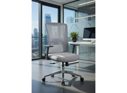 Ergonomischer Bürostuhl mit verstellbaren Armlehnen und Mesh-Rückenlehne