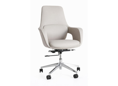 Ergonomischer Chefsessel mit verstellbarer Höhe und hellbeigem Leder