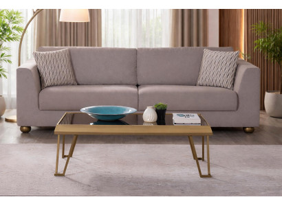 Exklusive Wohnzimmergarnitur Textilsofa Elegantes Couchtisch 2tlg