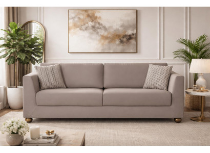 Beiges Wohnzimmer Polstersofa Moderne 3-Sitzer Couch Textilsofas