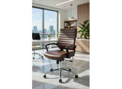 Höhenverstellbarer Bürostuhl in Braun mit ergonomischer Unterstützung