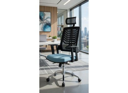 Höhenverstellbarer Bürostuhl mit ergonomischer Rückenlehne und Armlehnen