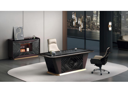 Schwarze Büroeinrichtung Luxuriöser Schreibtisch Designer Sideboard