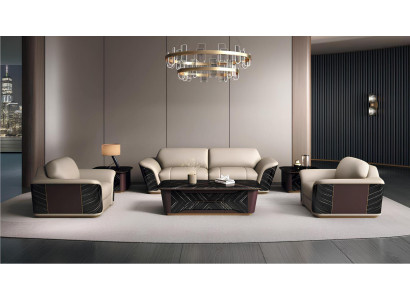 Edle Wohnzimmer Garnitur Textil 3-Sitzer Luxus Beistelltische Sessel