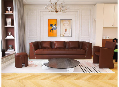 Wohnzimmer Sitzmöbel Sofagarnitur 3+1 Sitzer Design Hocker Moderne Set 4tlg