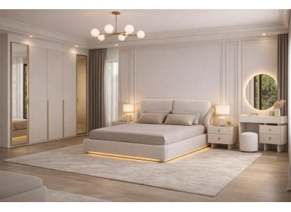Stilvolles Schlafzimmer-Set  Bett Kleiderschrank  Nachttische Kommode 6 tlg