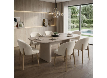 Modernes weißes Esszimmer-Set rechteckiger Esstisch  Stühle Esszimmermöbel