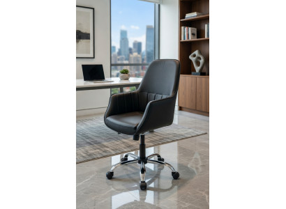 Bürosessel Schwarz mit ergonomischer Form und stabiler Basis