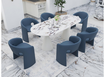 Eleganter Esszimmer Set Esstisch mit 6x modernen Stühlen Design Möbel
