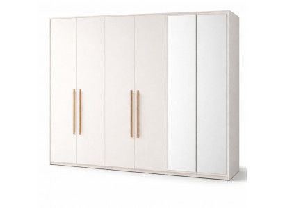 Großer weißer Schrank  Holzschrank mit Spiegel Schlafzimmermöbel