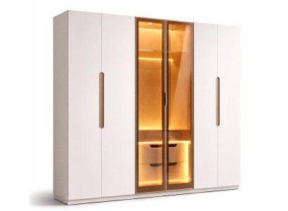 Luxuriöser weißer Kleiderschrank  großer Holzschrank Schlafzimmermöbel