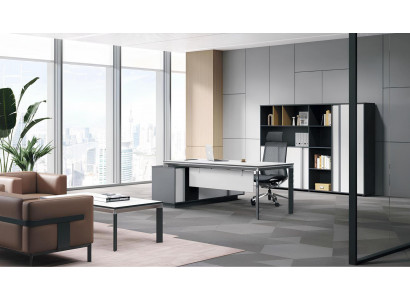 Exklusives Büro-Set Designer Chefschreibtisch Edles Bücherregal 2tlg