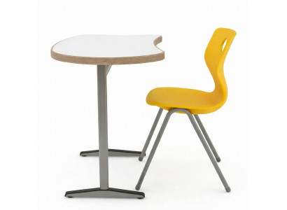 Schulmöbel Set Schreibtisch mit Stuhl modern Metallgestell Holzoptik