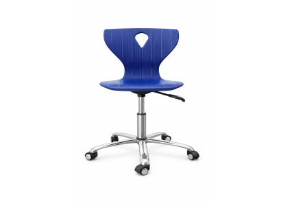 Ergonomischer drehbarer Schulstuhl in Blau mit Rollen und Gestell