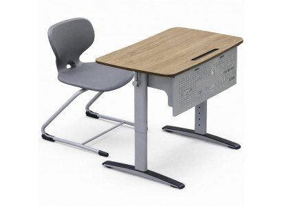 Schulbank NovaLine mit ergonomischem Stuhl und Holzdekor Oberfläche
