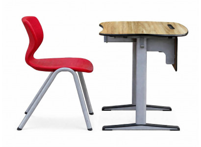 Ergonomische Schulbank mit modernem Stuhl Set in Holzoptik Design