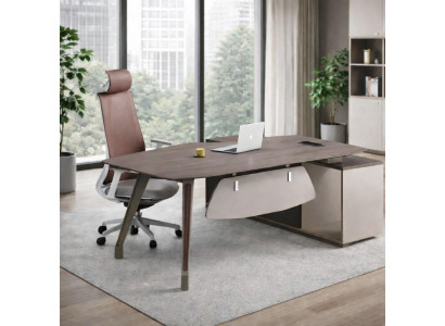 Brauner Eckschreibtisch Luxuriöser Chefschreibtisch Designer Möbel