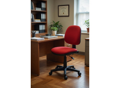 Bequemer Bürostuhl in Rot mit ergonomischem Design und verstellbarer Höhe