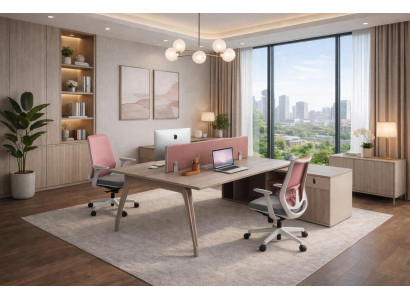 Funktionaler Arbeitstisch Exklusiver 2-Personen Bürotisch Edle Möbel