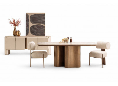 Designer Esszimmermöbel Set Esstisch mit 2x Stühle Designer Sideboard