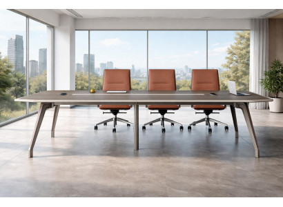 Brauner Hochwertiger Konferenztisch Designer Arbeitszimmer Holztisch