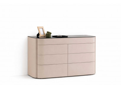 Designer Kommode Beige Holz mit Aufbewahrung für Schlafzimmer