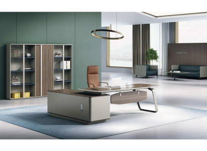 Braunes Arbeitszimmer Set Robuster Eckschreibtisch Bücherregal 2tlg