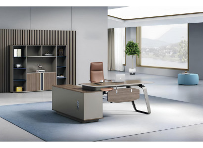 Stilvolles Büro-Set Exklusiver Echschreibtisch Praktisches Bücherregal
