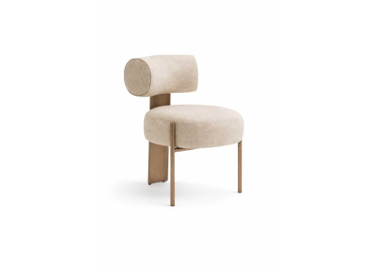 Luxuriöses Designer Stuhl Beige Stoff mit Metallbeinen Modernes Design