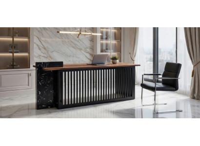 Modernes Schreibtisch mit dekorativer Front Holz Metall