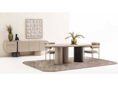 Elegantes Esszimmer Set Esstisch mit 2x Stühle Modernes Sideboard