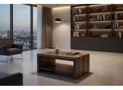Funktionaler Couchtisch im minimalistischen Design aus Holz