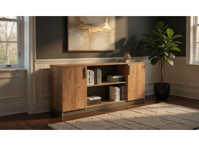 Konsole im minimalistischen Design aus Holz und Metall