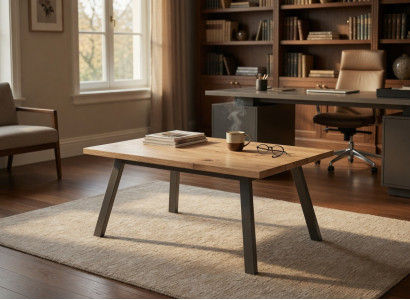 Funktionaler Couchtisch aus Holz mit stabilen Metallbeinen