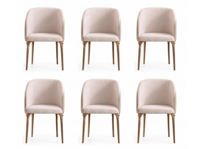 Set von 6 modernen Sesseln mit gepolstertem Sitz und Metallbeinen
