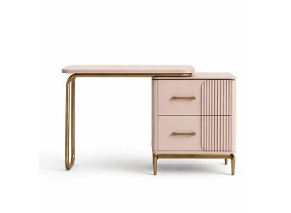 Eleganter Frisiertisch mit goldenen Akzenten und moderner Struktur