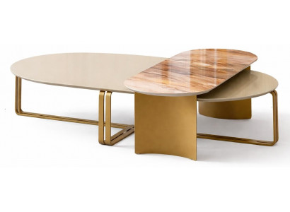 Beiger Couchtisch aus Holz Wohnzimmertisch Designertisch Wohnzimmermöbel
