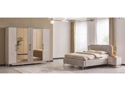 Modernes Schlafzimmer-Set mit Bett, Schrank und 2 Nachttischen