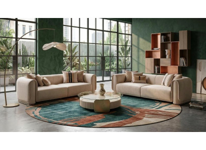 Beiges Wohnzimmermöbel-Set 3-Sitzer-Sofas  Couchtisch  moderne Möbel