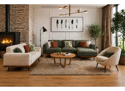 Polstergarnitur Ecksofa L-Form  3-Sitzer Sofa Sessel Weich Modern